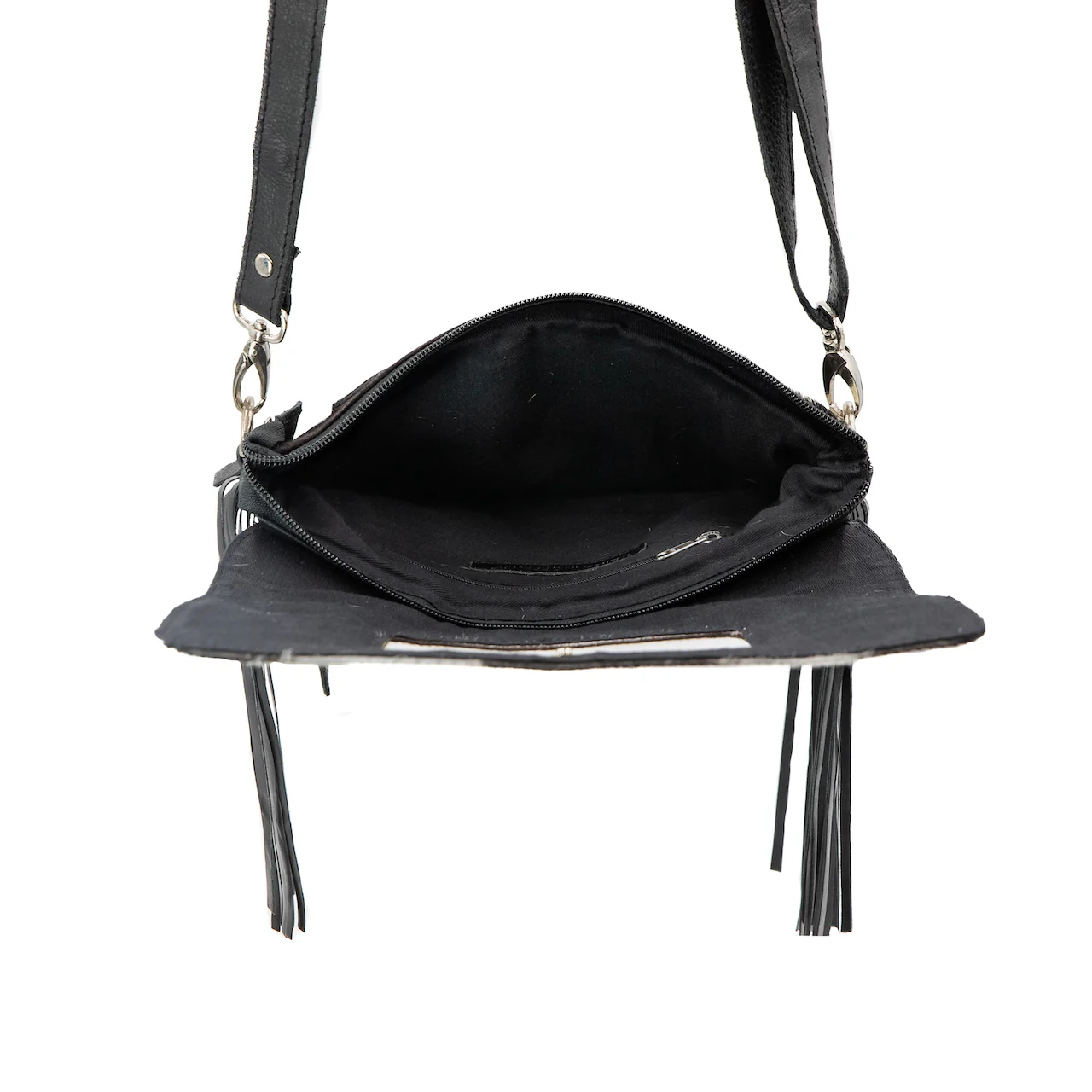 Hide Away Bag- Black and White Cross Body Cuff Clutch - Image 6
